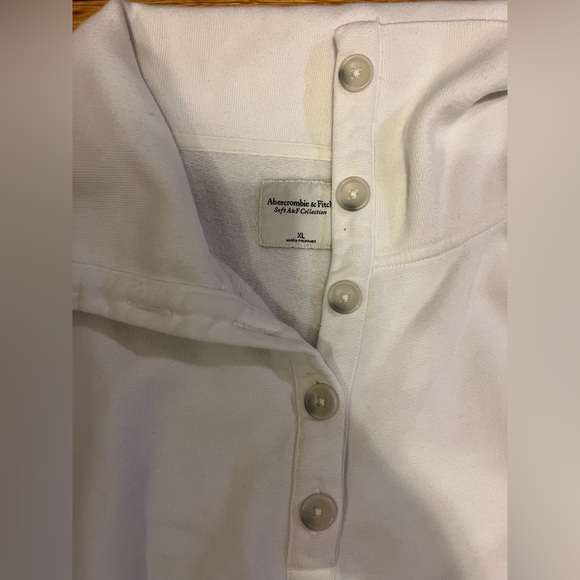 Abercrombie & Fitch Soft Collection Sweater Sweatshirt Buttons Collar White XL - Picture 2 of 8